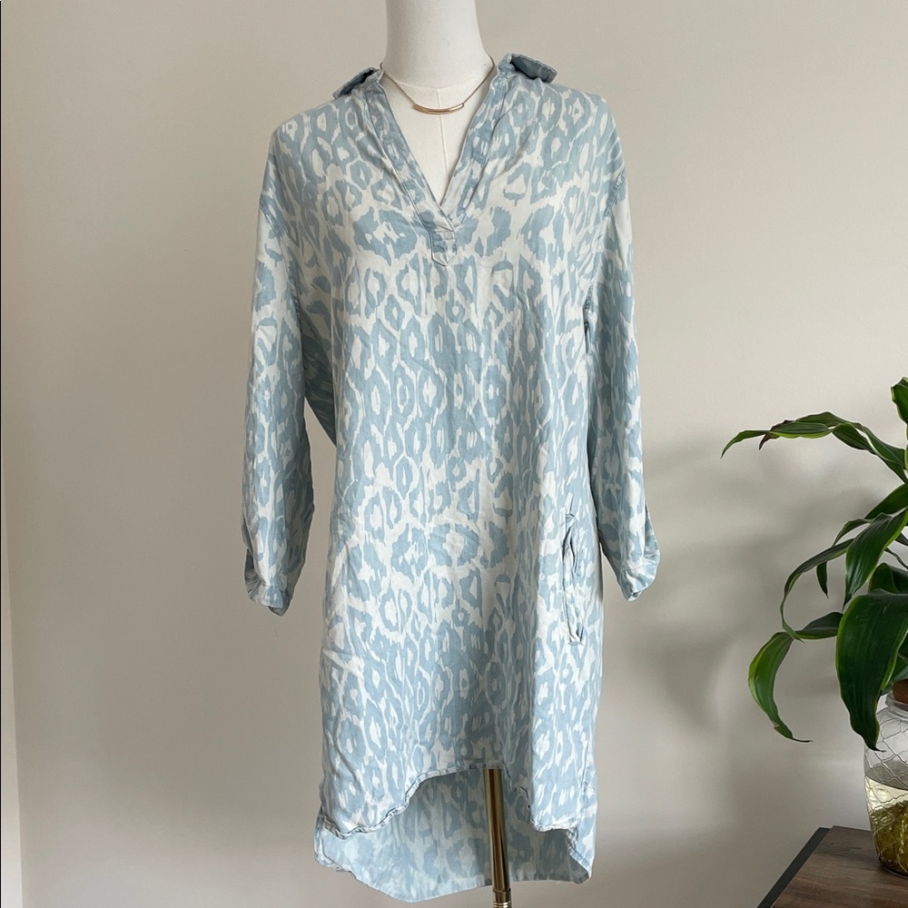 Crazy Train Blue White Animal Print Tunic Dress M
